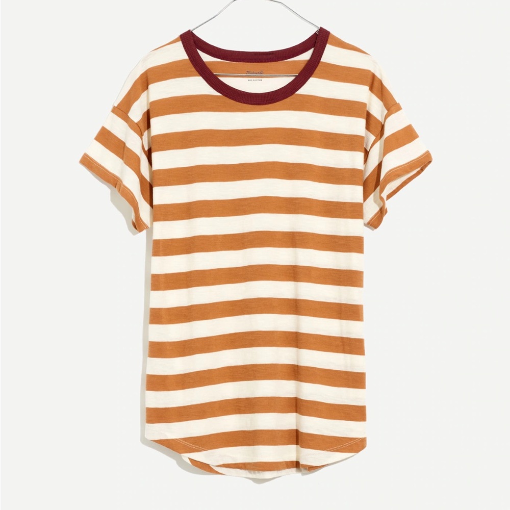 Madewell Whisper Cotton Rib-Crewneck Ringer Tee, Size L